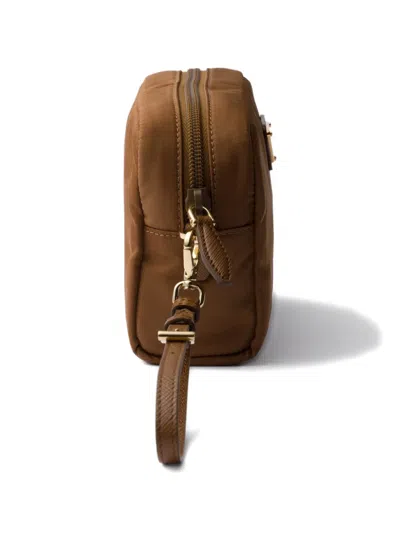 Prada Small Re-nylon Pouch In Brown