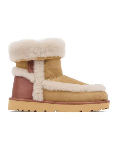 Chloé Dolcie Shearling-trimmed Suede Ankle Boots In Brown