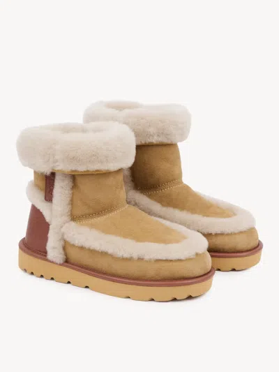 Chloé Dolcie Shearling-trimmed Suede Ankle Boots In Brown