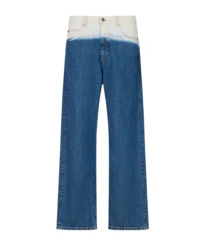 Marni Five Pocket Denim Jeans With Logo Patch In Blue