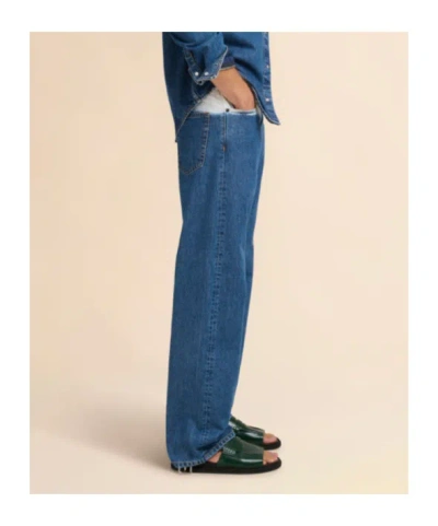 Marni Five Pocket Denim Jeans With Logo Patch In Blue