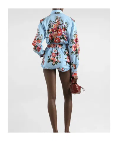 Dolce & Gabbana Floral-pattern Drawstring Shorts In Blue