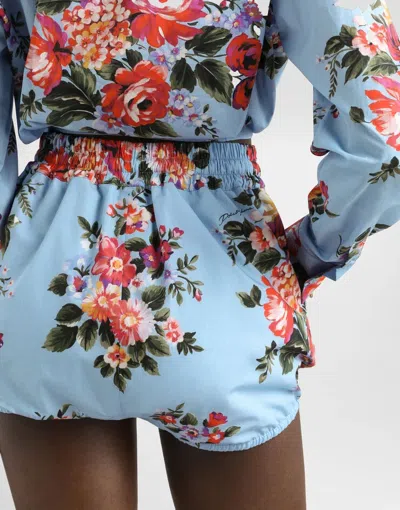 Dolce & Gabbana Floral-pattern Drawstring Shorts In Blue