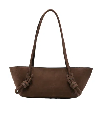 Hereu Medium Fleca Knotted Shoulder Bag In Brown