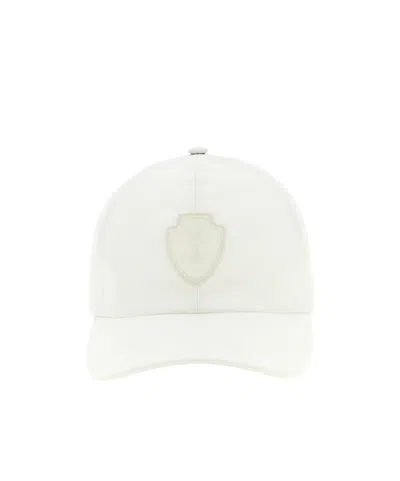 Brunello Cucinelli White Heraldic Coat Of Arms Baseball Cap In White