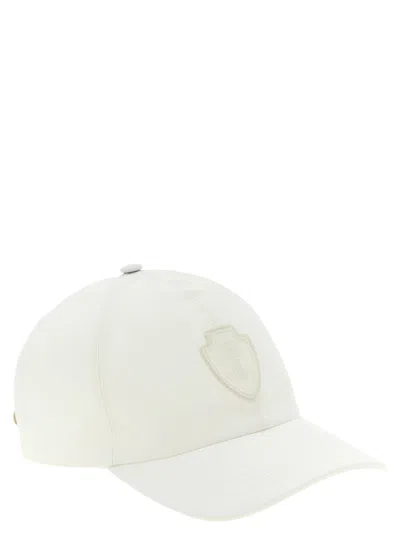 Brunello Cucinelli White Heraldic Coat Of Arms Baseball Cap In White
