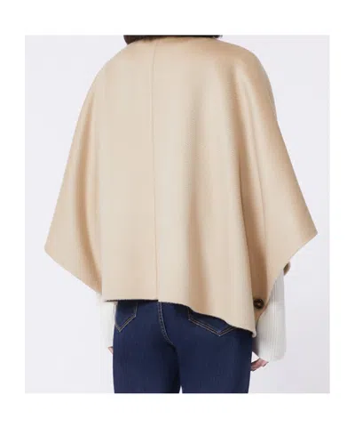 Max Mara Double-breasted Cape Coat In Neutral