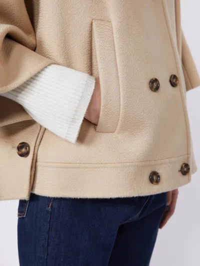 Max Mara Double-breasted Cape Coat In Neutral