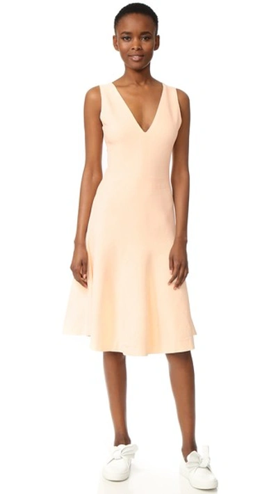 Narciso Rodriguez Block Grid Knit Knee-length Dress In Blush