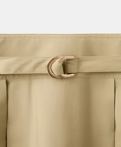 Mango Flared Midi-dress With Belt Medium Brown In Brown