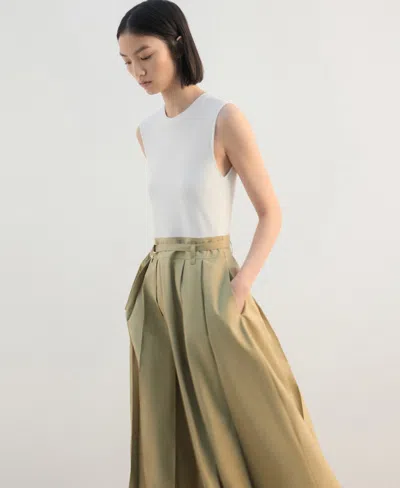 Mango Flared Midi-dress With Belt Medium Brown In Brown