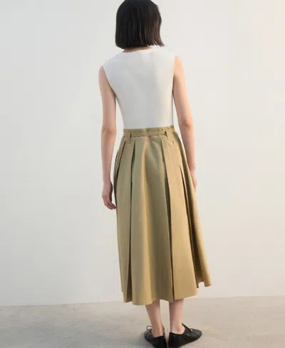 Mango Flared Midi-dress With Belt Medium Brown In Brown