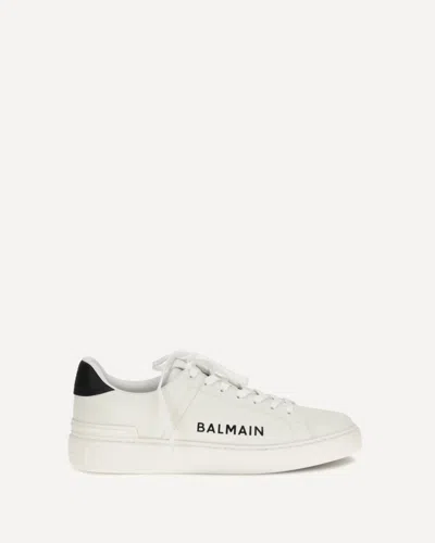 Balmain Calfskin Logo Motif Lace-up Sneakers With Black Heel Counter In Multi