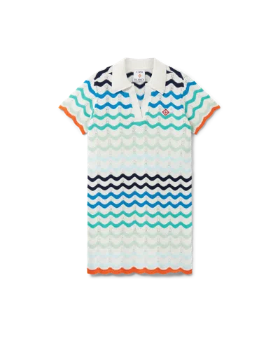 Casablanca Paris Gradient Wave Crochet Dress In Multi