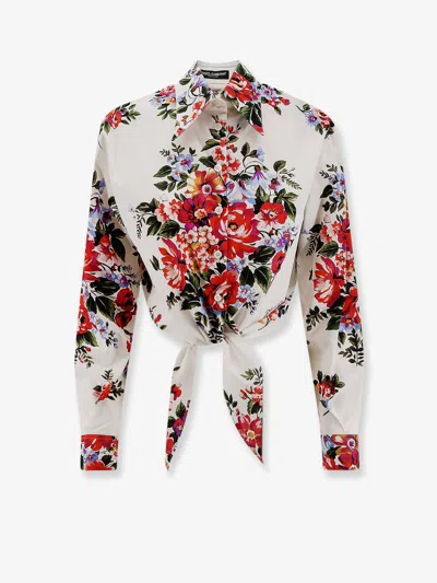 Dolce & Gabbana Cotton Shirt With Multicolor Print In Multi