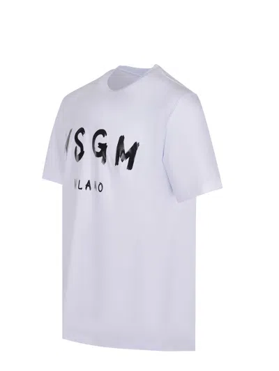 Msgm Logo-print Cotton T-shirt In Gray