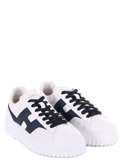Hogan H-stripes Low-top Sneakers With Smooth Leather Upper In White