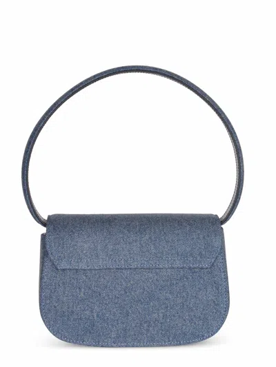 Diesel Shoulder Bag In Blue Denim With Leather Trims And Oval D Plaque