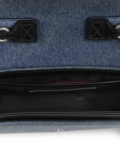 Diesel Shoulder Bag In Blue Denim With Leather Trims And Oval D Plaque