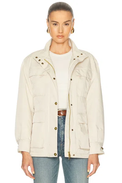 Moncler Maitake Leather-trimmed Jacket In Neutral