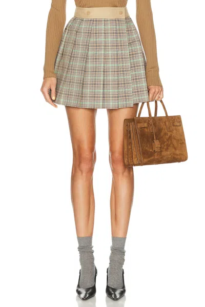 Moncler Women Checked Pleated Mini Skirt In Brown