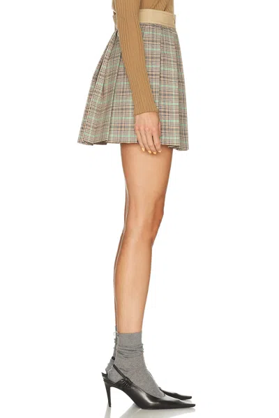 Moncler Women Checked Pleated Mini Skirt In Brown