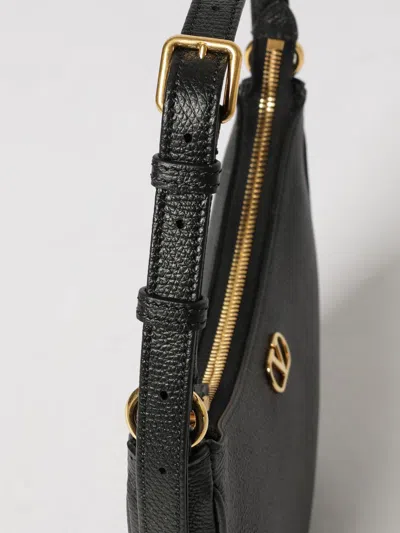 Valentino Half-moon Leather Shoulder Bag With Chain Strap In Black