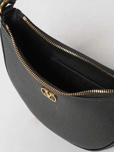 Valentino Half-moon Leather Shoulder Bag With Chain Strap In Black