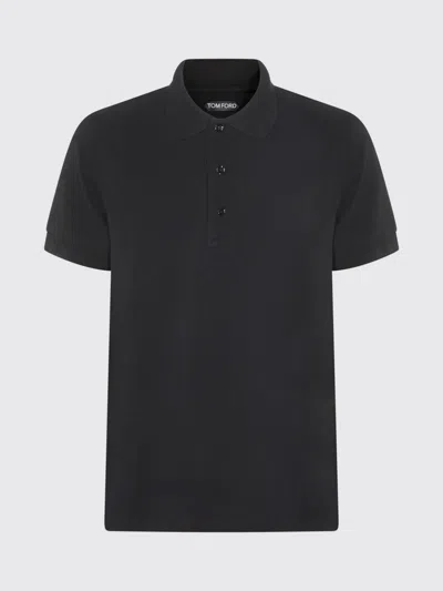 Tom Ford Mens Black Short-sleeve Lyocell-cotton Piquet Polo Shirt In Black