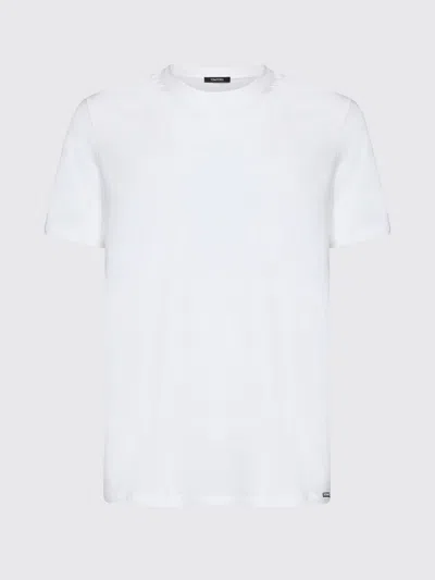 Tom Ford White Crewneck T-shirt With Logo Embroidery On The Front And Perforated Design In Cotton Man In White