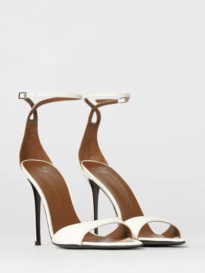 Giuseppe Zanotti Intriigo Leather Heel Sandals In White