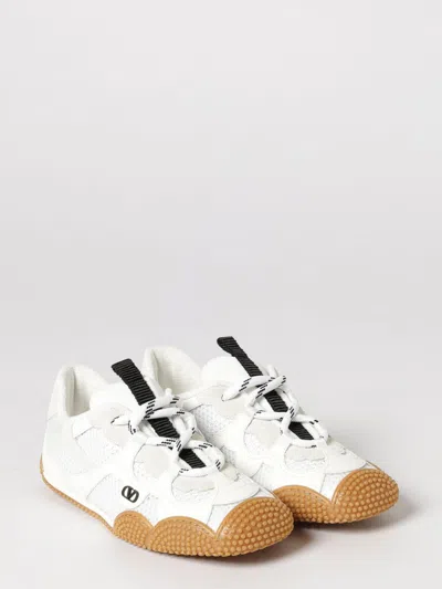 Valentino Garavani Amphibia Sneaker In Rubberised Calfskin And Split Leather Woman White 41