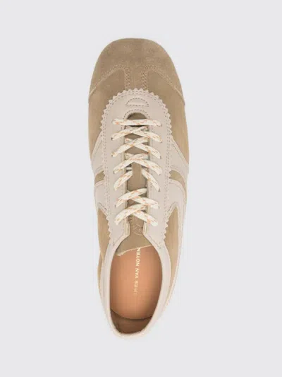 Dries Van Noten Women Beige Low-top Sneakers With Two-tone Lace-up In Suede Woman In White