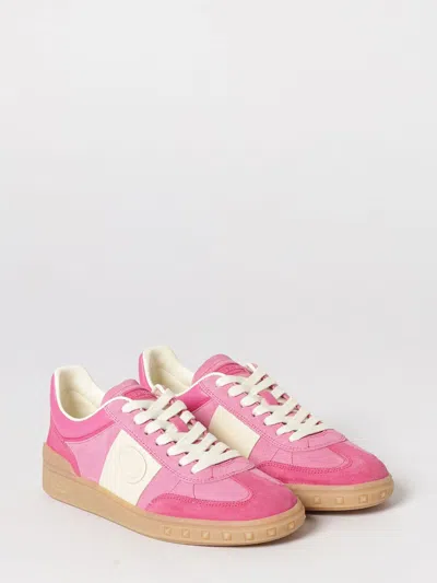 Valentino Low Top Sneakers Contrast Panels Rubber Sole In Pink