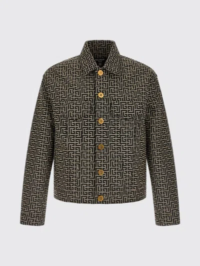 Balmain Jacquard Monogram Jacket Puffer Jackets Black In Black