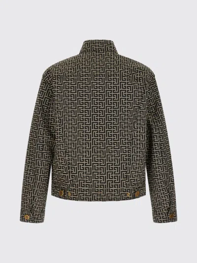 Balmain Jacquard Monogram Jacket Puffer Jackets Black In Black