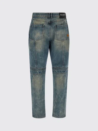 Balmain Regular Biker Denim Pants In Blue