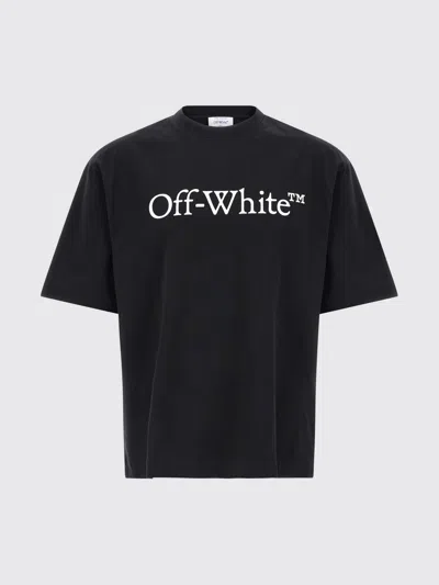 Off-white Black Oversized T-shirt With Contrasting Logo Lettering Print In Cotton Man