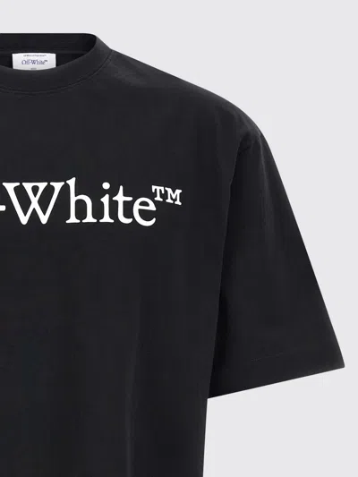 Off-white Black Oversized T-shirt With Contrasting Logo Lettering Print In Cotton Man