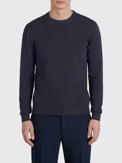 Zanone Knit Pullover Regular Fit Crew Neck In Blue