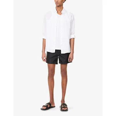 Moncler Logo Patch Detail Elastic Waist Swim Shorts In Black