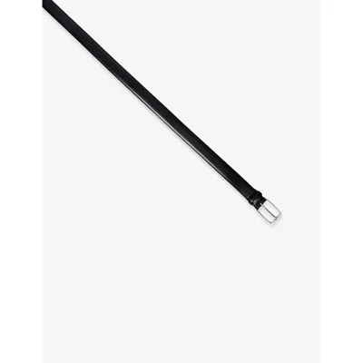 Sandro Mens Black Rectangular-buckle Leather Belt In Black