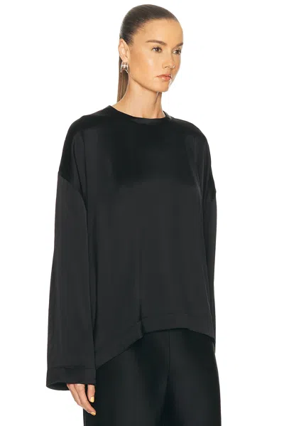 Totême Womens Black Boxy-fit Long-sleeves Woven Top