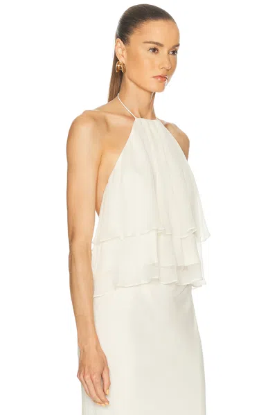 The Sei Ruffle Halter Top In White