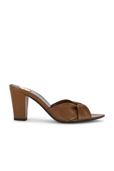 Saint Laurent Dark Macadamia Nappa Leather Franciane Mule Sandals In Multi