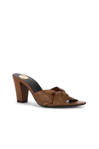 Saint Laurent Dark Macadamia Nappa Leather Franciane Mule Sandals In Multi