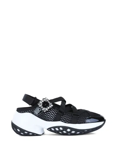 Roger Vivier Viv Run Strass Sneakers In Black