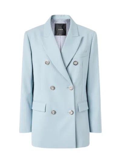 Pinko Blazer Double Breasted Notched Lapels Pockets In Blue