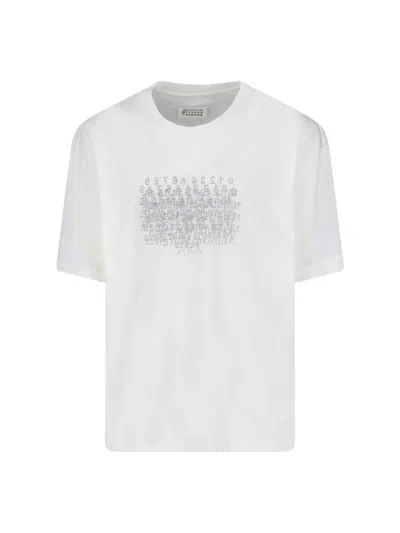 Maison Margiela Neutrals Scattered Numbers Rectangular Cotton T-shirt In Gray