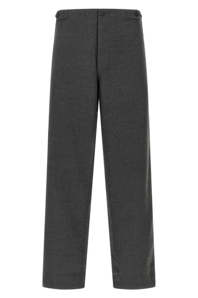 Cellar Door Grey Straight Flat Front Pants In Gray